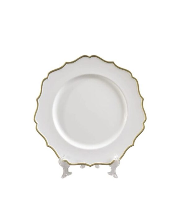 PLATO BASE MELAMINA BLANCO SOL FILO DORADO 33 CM