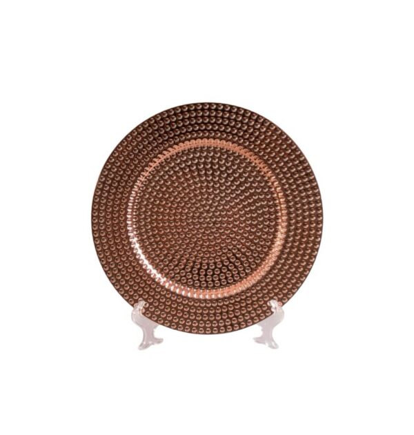 PLATO BASE MELAMINA ORO ROSA