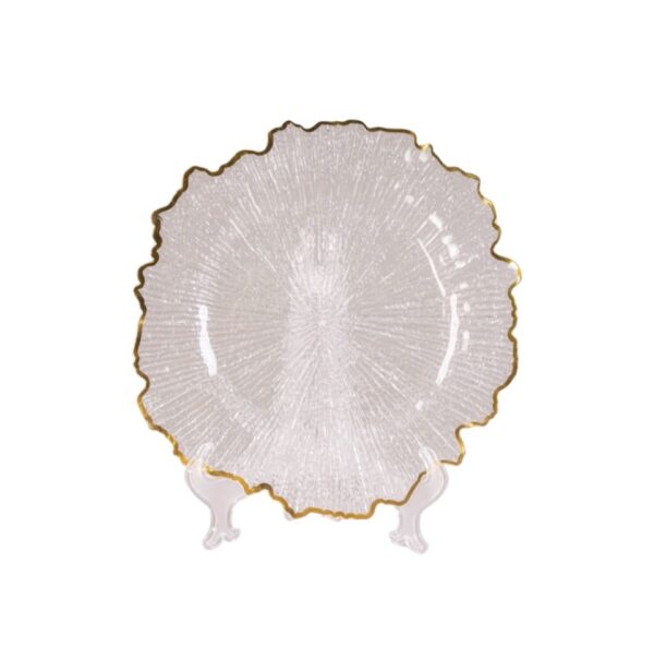 PLATO BASE TRANSPARENTE FILO DORADO